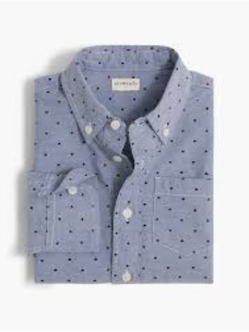 CREWCUTS Light Blue Button-Down Shirt with Navy Heart Dots Print Size Boys 8